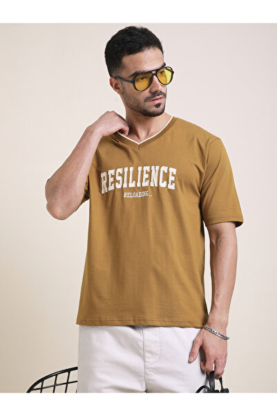 Dillinger By Styli Men Oversized Embroidery V Neck T-Shirt