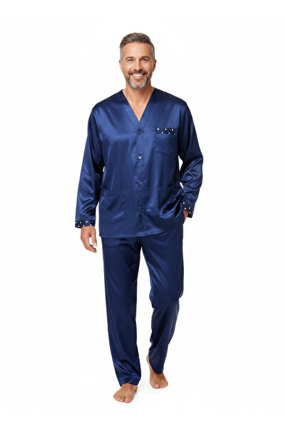 Oppland Men's Pajama Set Satin Fabric Stylish and Modernized Model with Pocke...