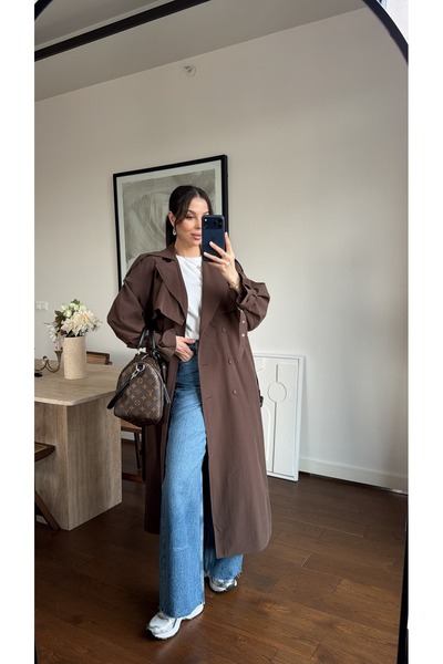 sinemkivanc co KEMER DETAYLI OVERSİZE TRENÇKOT