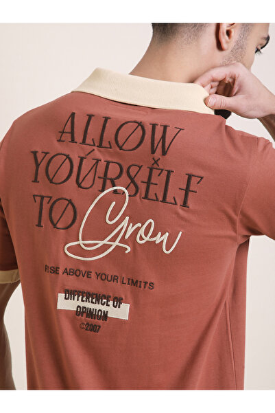 Difference of Opinion By Styli Men Relaxed Fit Embroidery Open Collar Polo