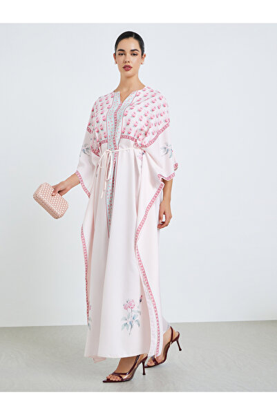 Styli Women Pink Floral Print Kaftan