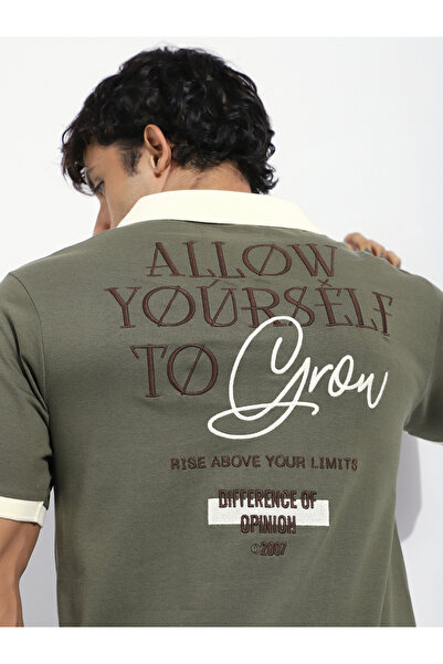 Difference of Opinion By Styli Men Relaxed Fit Open Collar Embroidered Polo