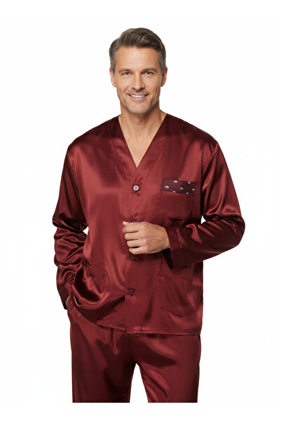 Oppland Men's Pajama Set Satin Fabric Stylish and Modernized Model with Pocke...