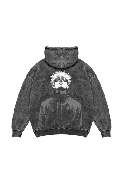 Sekizbiraltı Satoru Gojo Printed Oversize Unisex Washable Black Hoodie