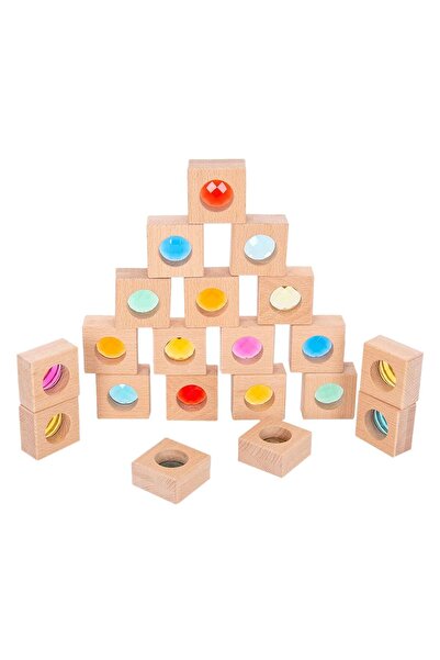 TickiT Blocuri caleidoscop din lemn cu insertii acrilice, Tickit, copii varst...