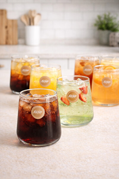 Kitchen Way Borosilicate 6-Piece Glass Soft Drink Cups 450ml Heat Resistant T...