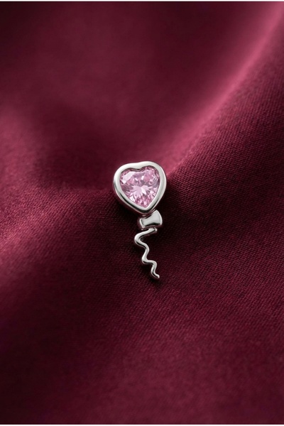 staınless steel Cerrahi Çelik Gümüş Pembe Kalp Detaylı Tragus & Helix Piercing