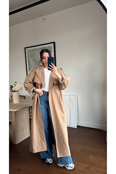 sinemkivanc co KEMER DETAYLI OVERSİZE TRENÇKOT
