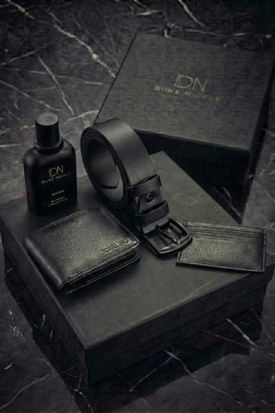 Duke Nickle Ανδρικό σετ αρωμάτων με μαύρη ζώνη, πορτοφόλι και θήκη για κάρτες...