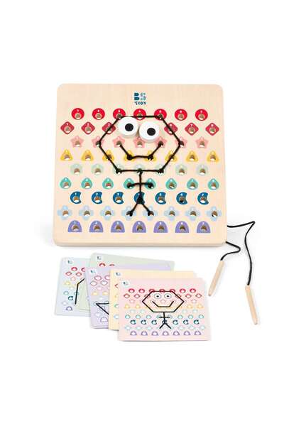BS Toys Joc de insirat cu coduri de culoare, Thread & Code, copii varsta 5+ ani