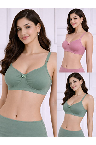 LAZZYCAT By Styli Pack of 2 - Pure Cotton Non-Wired Non Padded T-Shirt Bra