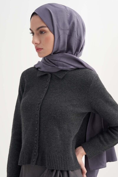 carell Monogram Desen Rina Floş Jakar Şal Füme