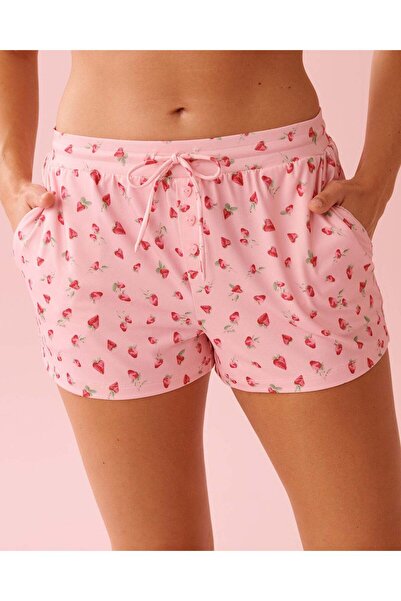 La Vie en Rose شورت بيجاما فائق النعومة بنقشة الفراولة