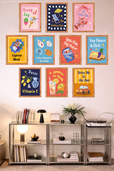 UNT 10-Frame Look Kitchen |   Modern |   Retro Wall Poster Painting Set – 15X...