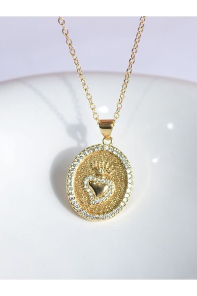 Reorah Collection White Zircon Stone Shimmering Heart Necklace