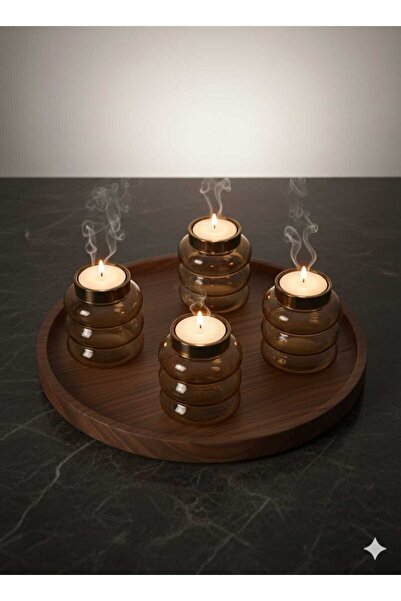 OEM ​Set of 4 Premium Amber Borosilicate Glass Candle Holders