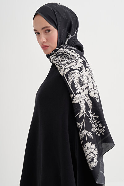 carell Floriva Monogram Floş Şal Siyah