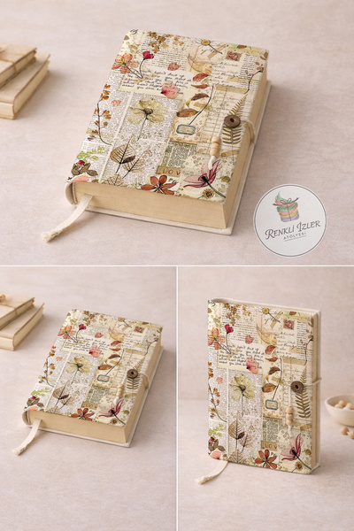 RenkliİzlerAtölyesi Kitap Kılıfı (Botanik Eskiz)