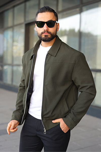 BASEL.CO Flexible Comfortable Seersucker Fabric Polo Collar Jacket