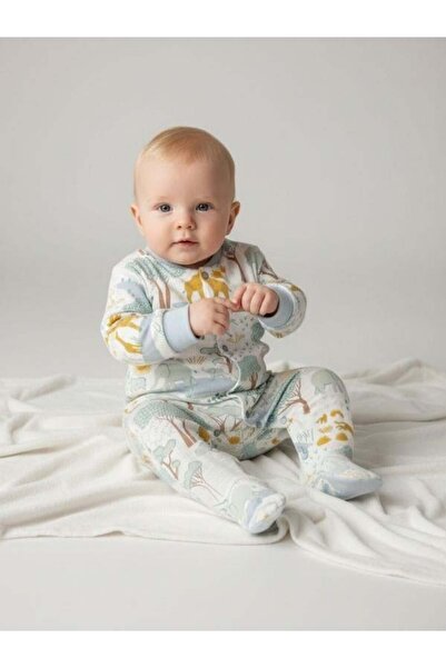 Zekids Baby Boy Cotton Animal Patterned Jumpsuit