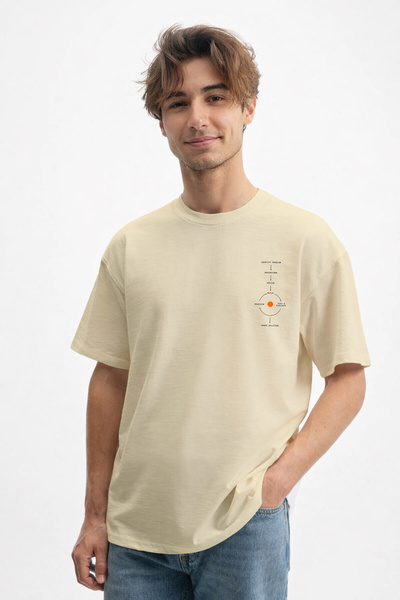 caddekombin Tricou pentru bărbați The Process (Process) 100 din bumbac, bej