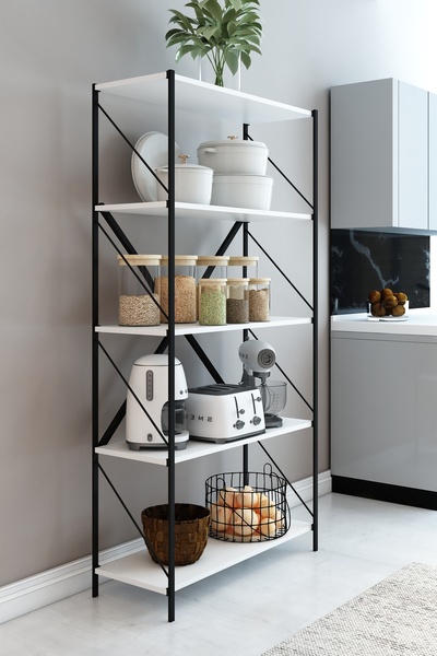 DEKOZUM STONE Mutfak Rafı Mikrodalga Rafı Çok Amaçlı Dekoratif Kiler Depolama...