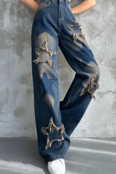 Swana Pantaloni de damă Starry Baggy Jean - Maro