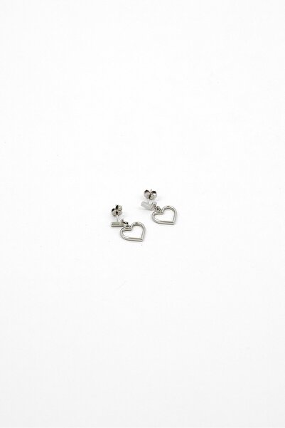 Lacoste أقراط متدلية بتصميم قلب للنساء، فضية