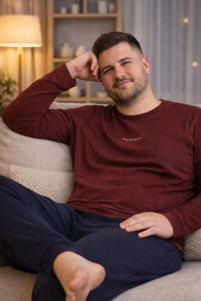 lacelove Seasonal 100% Cotton Large Size Men's Cotton Pajama Set