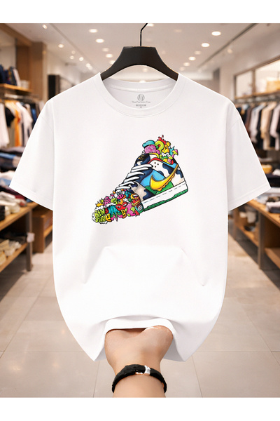 PARUNIV Tricou barbati, cu imprimeu frontal, design Sneaker