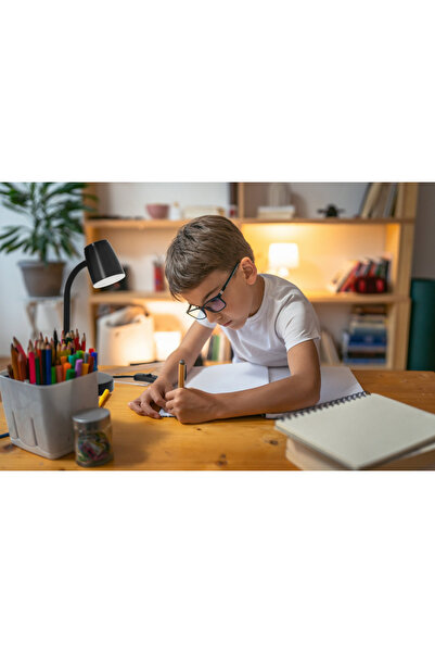 LED-POL Lampa de Birou LED VERO, Culoare Neagra, Brat Flexibil, Finisaj Soft-Touch, 39.5 cm, Adulti si Copii