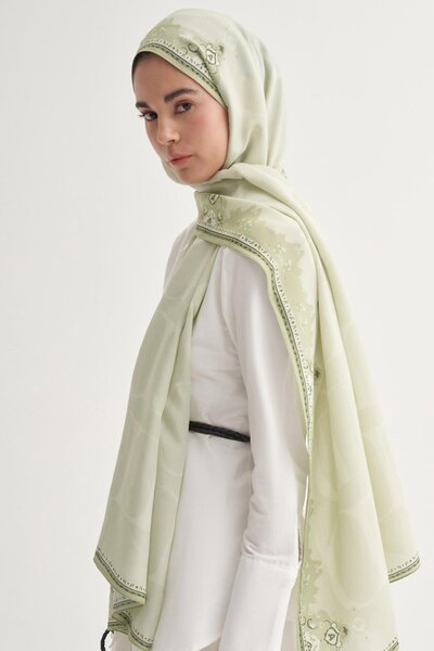 carell Luxe Monogram Floş Şal Soft Yeşil