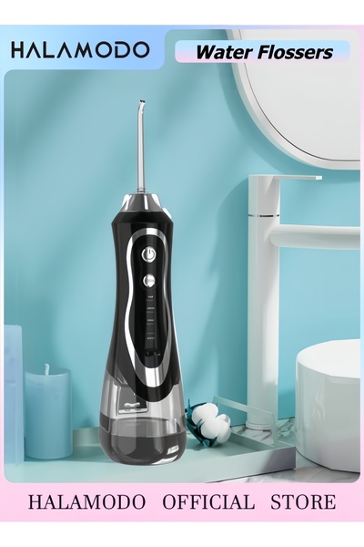 HALAMODO خيط تنظيف الأسنان بالماء، 300 مل، جهاز ري فموي لاسلكي قابل لإعادة ال...