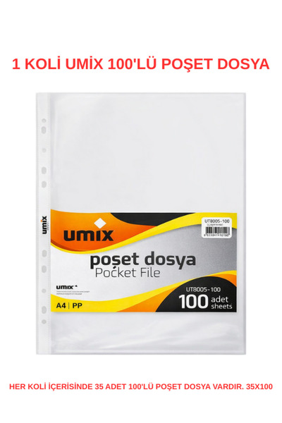 Umix 100-штучний пакет 35 штук 1 коробка – прозорий файл для документів форма...