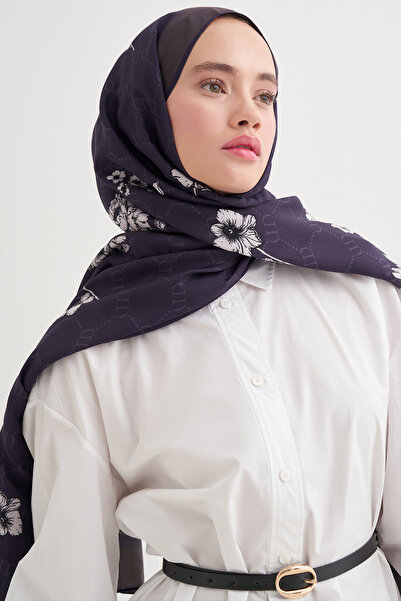 carell Floriva Monogram Floş Şal Morcivert