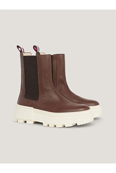 Tommy Hilfiger Elevated Leather Chelsea Boots With Chunky Sole