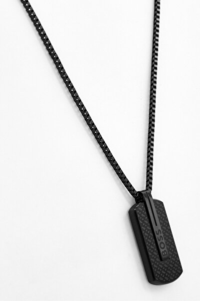 Hugo Boss Boss Men Stainless Steel Dog Tag Necklace, Black