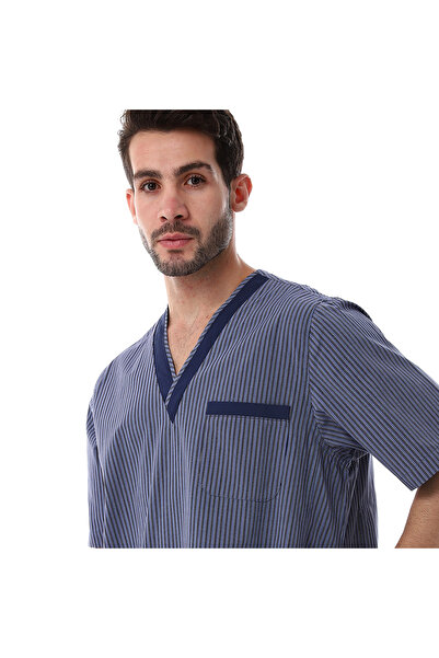 Generic Men's jalabiya, 100% cotton, navy blue