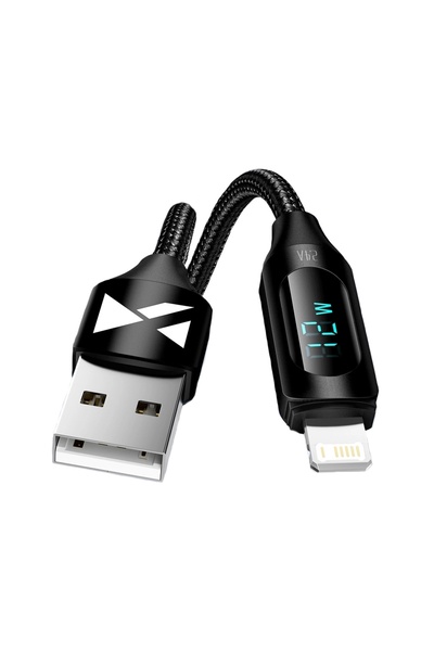 WOZINSKY Cablu de date USB/Lightning WUALC1 cu LED, 2.4A, 1m, Negru