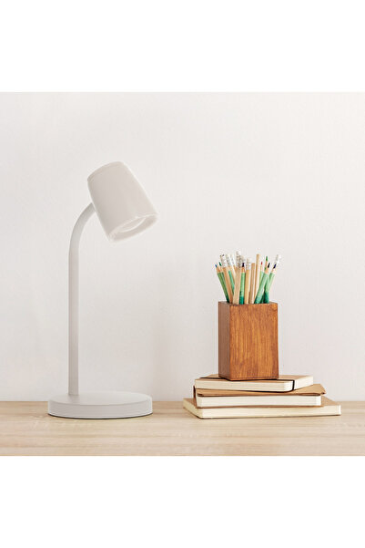 LED-POL Lampa de Birou LED VERO, Culoare Alba, Brat Flexibil, Finisaj Soft-Touch, 39.5 cm, Adulti si Copii