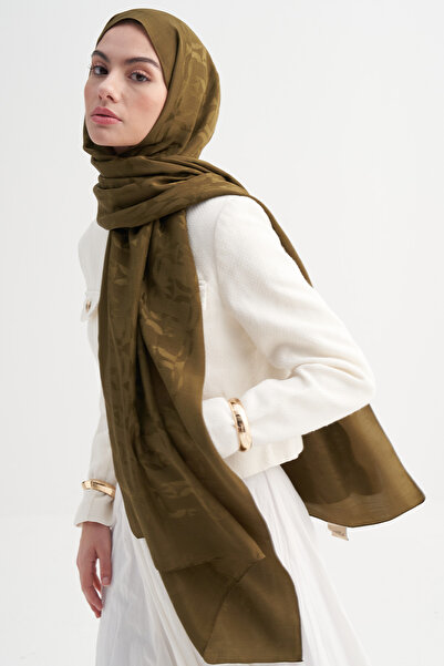 carell Blok Desen Rina Floş Jakar Şal Ceviz