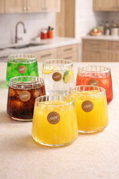 Kitchen Way Borosilicate 6-Piece Glass Soft Drink Cups 450ml Heat Resistant T...