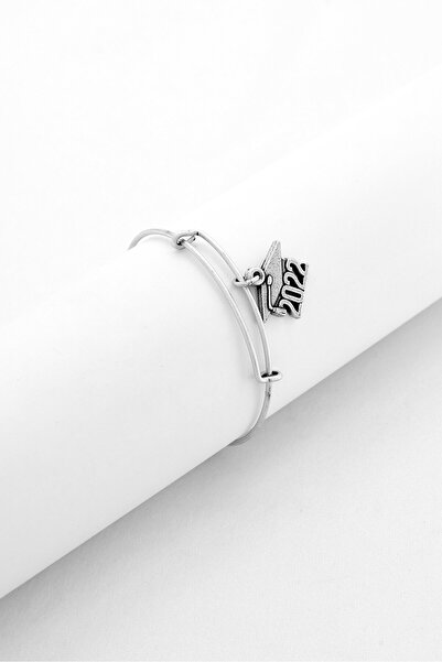 Alex and Ani Women Graduation Cap 2022 Expandable Wire Bracelet, Silver