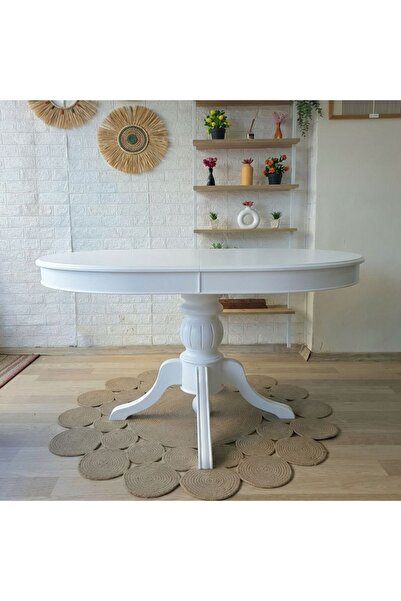 silla Concept Baba Ayaklı Masa Ahşap Oval Beyaz Renkli Açılır Masa (BOY 90 CM...