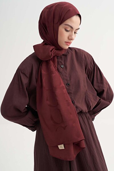 carell Monogram Desen Rina Floş Jakar Şal Bordo