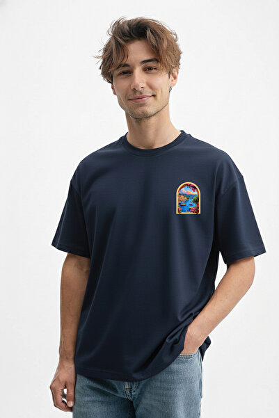 caddekombin Ανδρικό μπλουζάκι Mediterranean Harbour Design 100 Face Cotton Na...