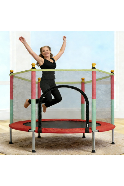 Ararico ترامبولين دائري قابل للطي مع شبكة أمان، للاستخدام الداخلي والخارجي
