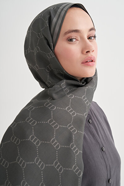 carell Grace Monogram Floş Şal Koyu Gri