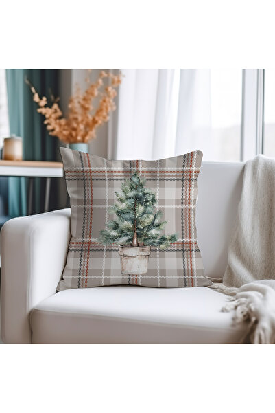 Evmila غطاء وسادة من جلد الغزال مطبوع رقميًا بنمط شجرة الصنوبر والنقشة المربع...