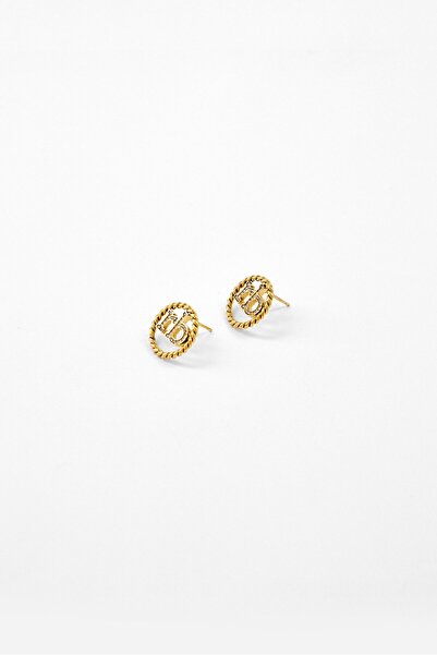 Roccobarocco زوج واحد من الأقراط النسائية المطلية بالذهب، لون ذهبي